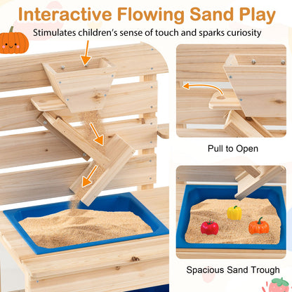 Outdoor Play Pretend Kitchen with Detachable Sandbox and Removable Sink-Natural