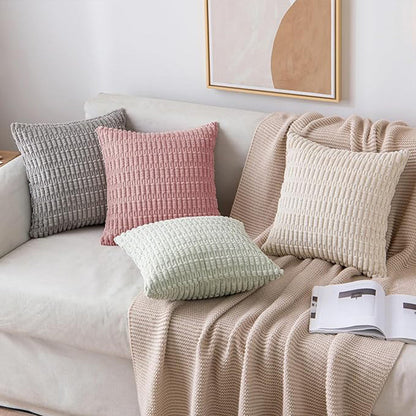 18"x18" tufted dot corduroy throw pillow 16 colors soft 3d dotted texture  450g insert included