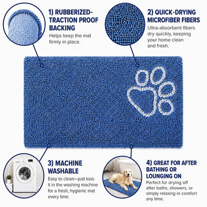 Pet Life ® 'Fuzzy' Quick-Drying Anti-Skid and Machine Washable Dog Mat