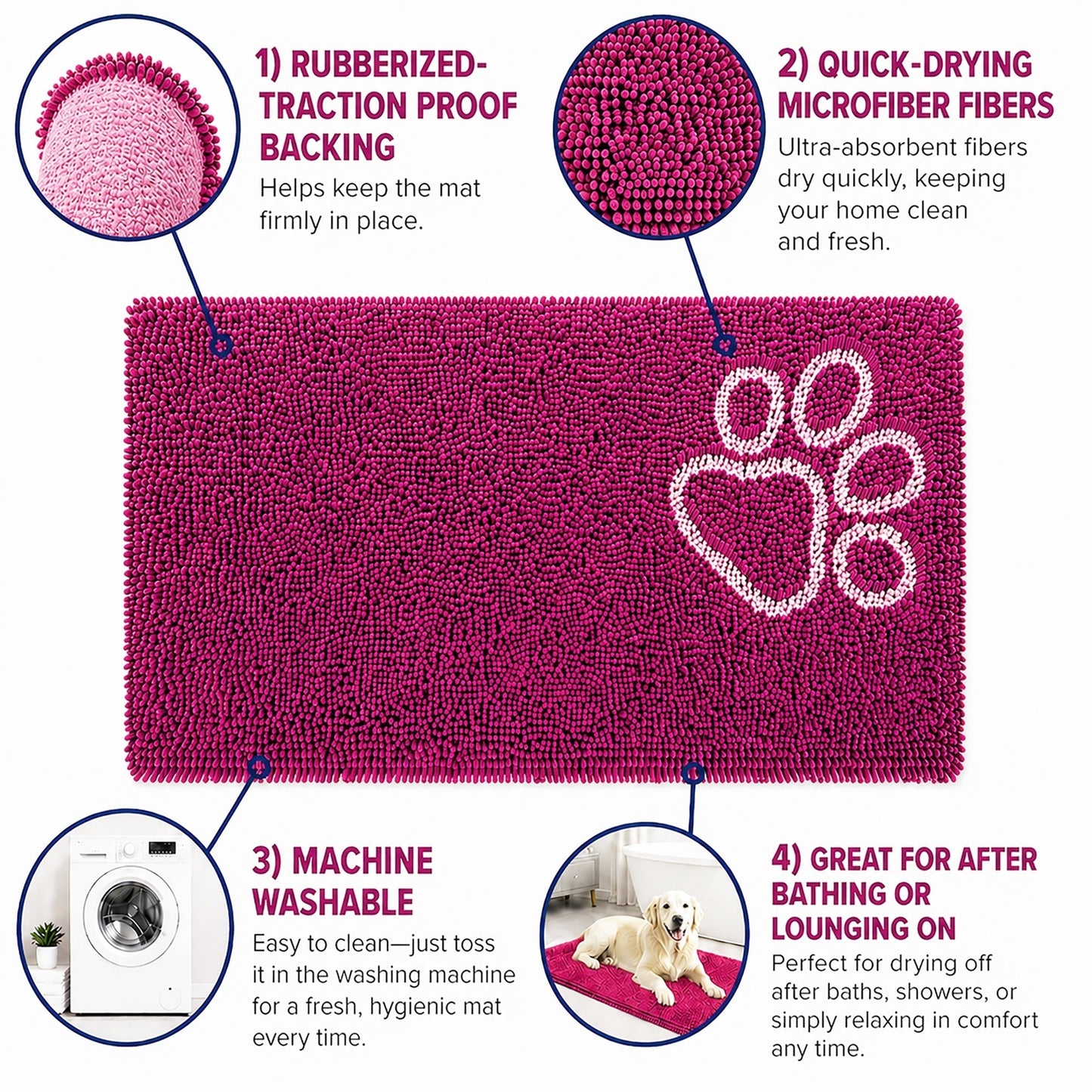 Pet Life ® 'Fuzzy' Quick-Drying Anti-Skid and Machine Washable Dog Mat