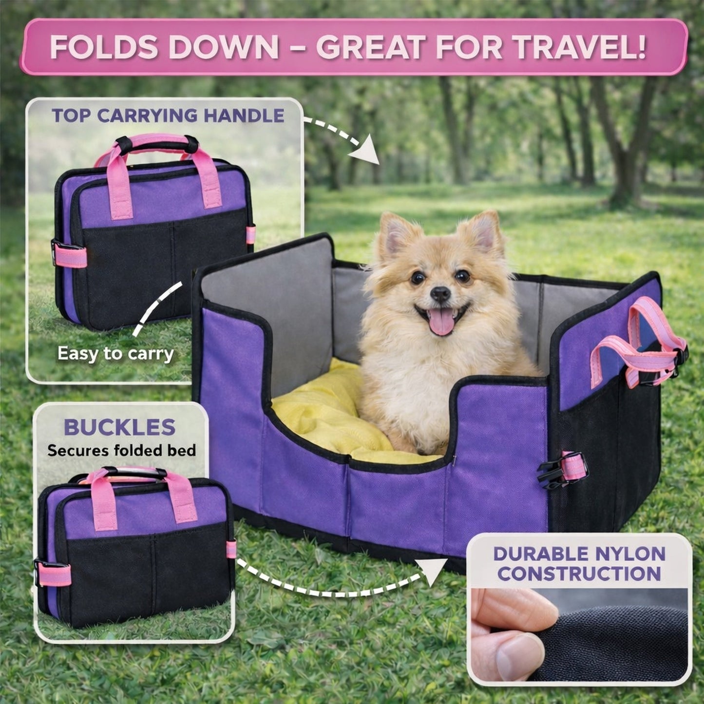 Pet Life ® 'Travel-Nest' Folding Travel Cat and Dog Bed