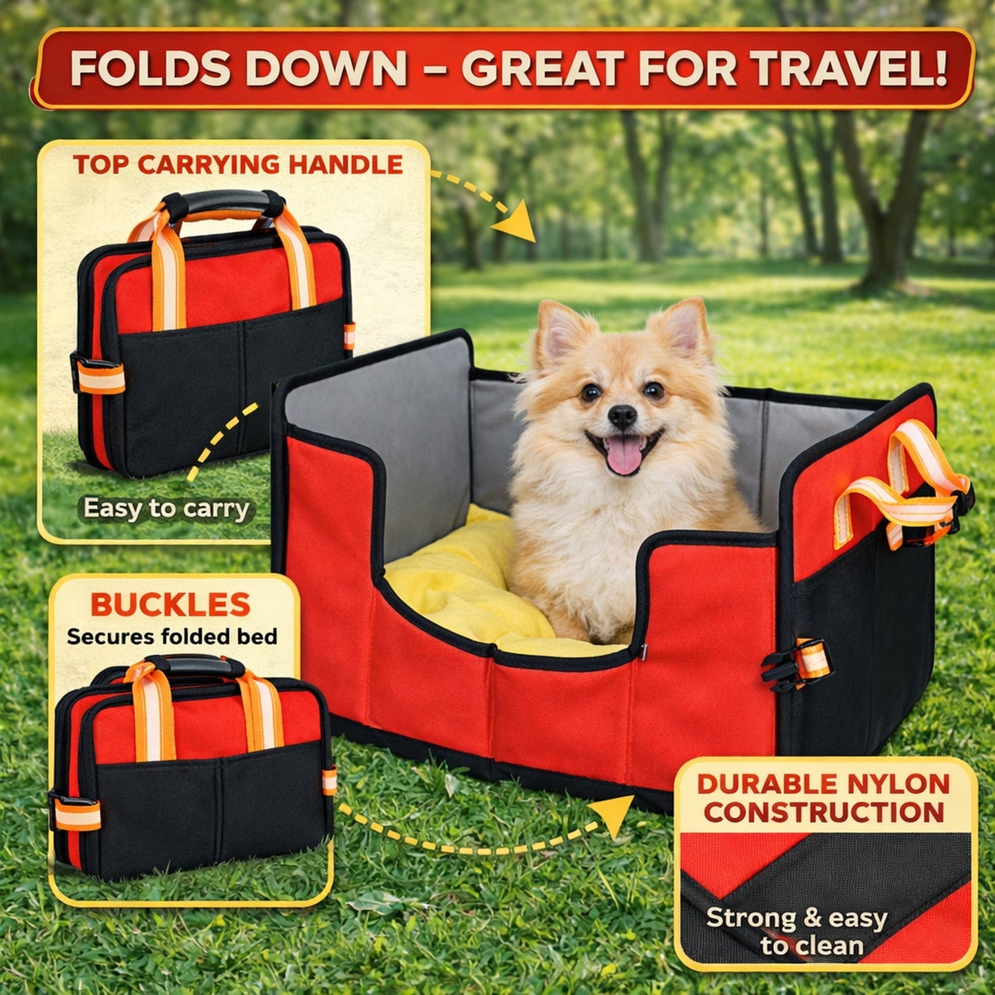 Pet Life ® 'Travel-Nest' Folding Travel Cat and Dog Bed