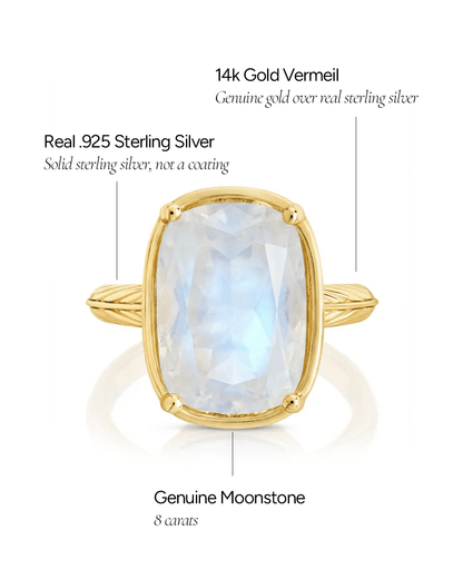 Sterling Silver Elongated Cushion Moonstone Cocktail Ring