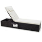 PE Rattan Chaise Lounge with Adjustable Backrest and Foldable Side Table Outdoor