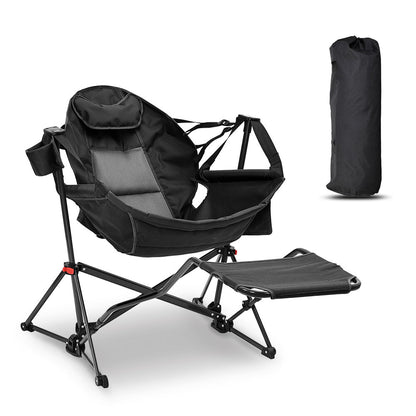Ainfox Hammock Camping Chair with Footrest, Foldable Portable Rocking Chairs for Adults Outside Swinging Camp for Outdoor Patio Poolside