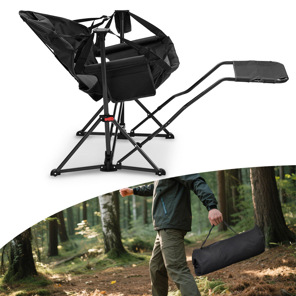 Ainfox Hammock Camping Chair with Footrest, Foldable Portable Rocking Chairs for Adults Outside Swinging Camp for Outdoor Patio Poolside