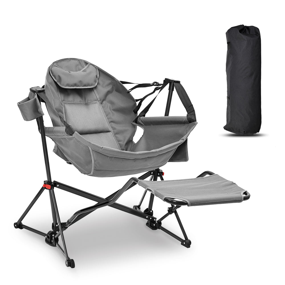 Ainfox Hammock Camping Chair with Footrest, Foldable Portable Rocking Chairs for Adults Outside Swinging Camp for Outdoor Patio Poolside