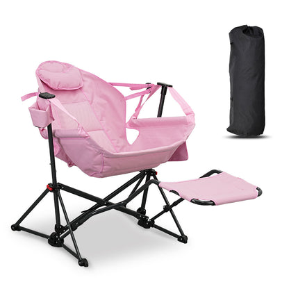 Ainfox Hammock Camping Chair with Footrest, Foldable Portable Rocking Chairs for Adults Outside Swinging Camp for Outdoor Patio Poolside