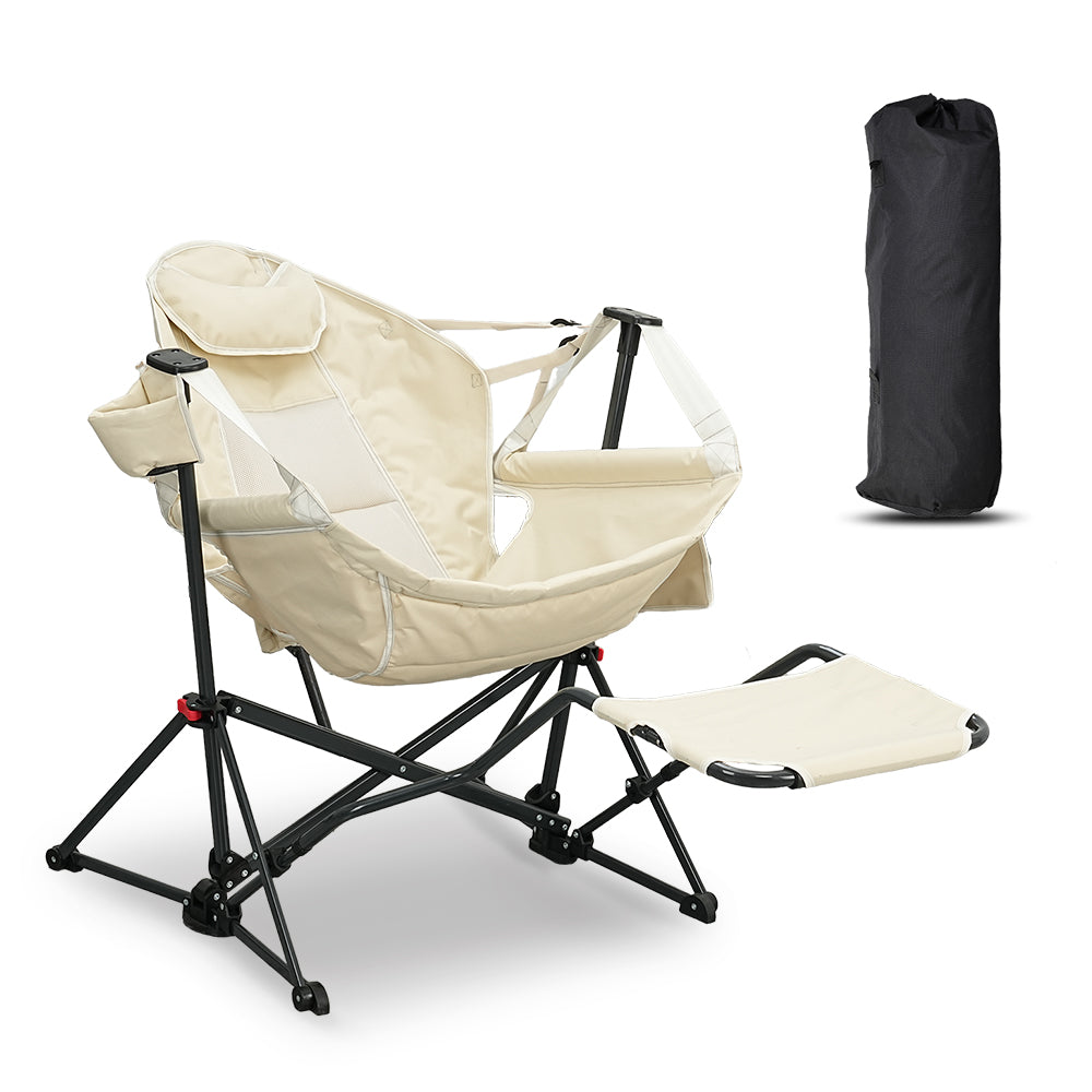 Ainfox Hammock Camping Chair with Footrest, Foldable Portable Rocking Chairs for Adults Outside Swinging Camp for Outdoor Patio Poolside