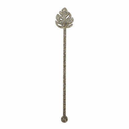 Palm Leaf Glitter Acrylic Drink Stirrers (4 ct)
