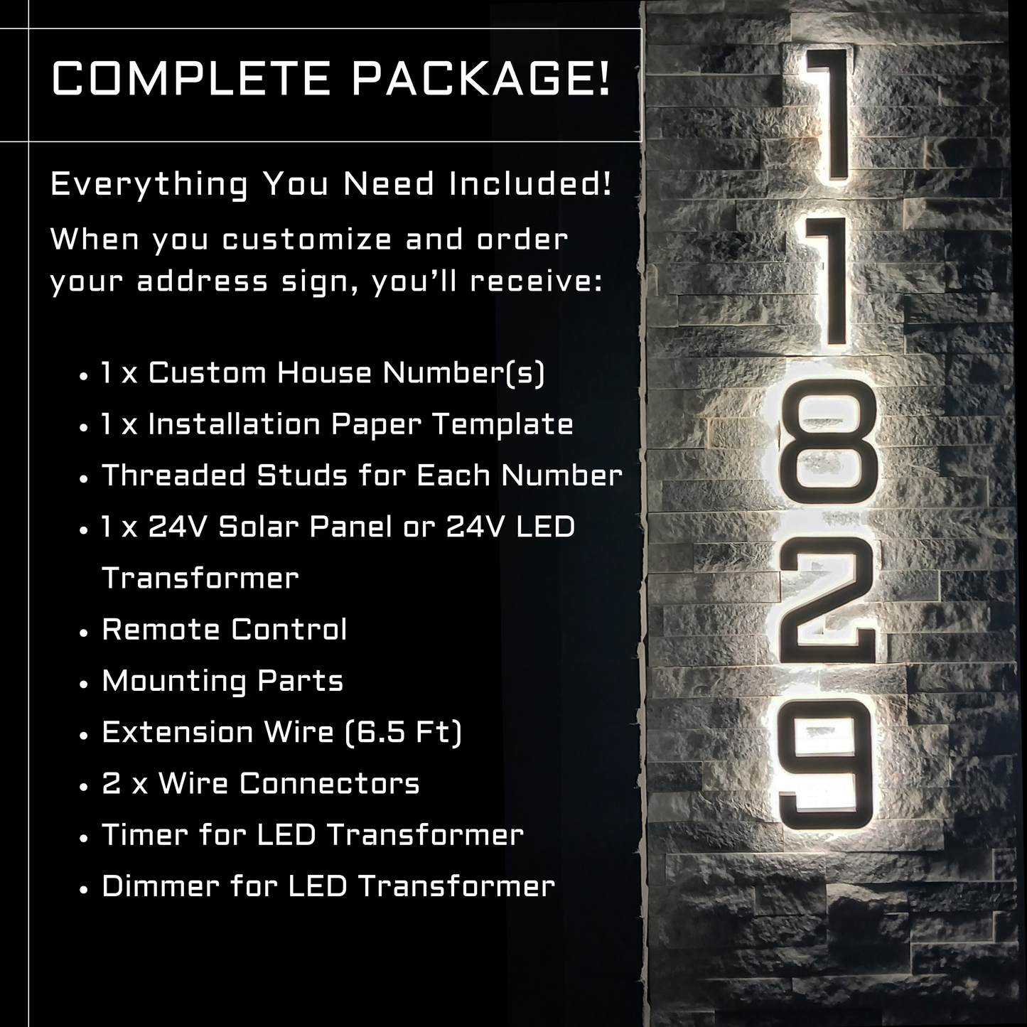 Backlit LED House Numbers – Custom Illuminated Address Numbers for Outdoor Use