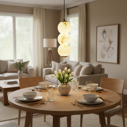 Pearl Alabaster Round Pendant Light