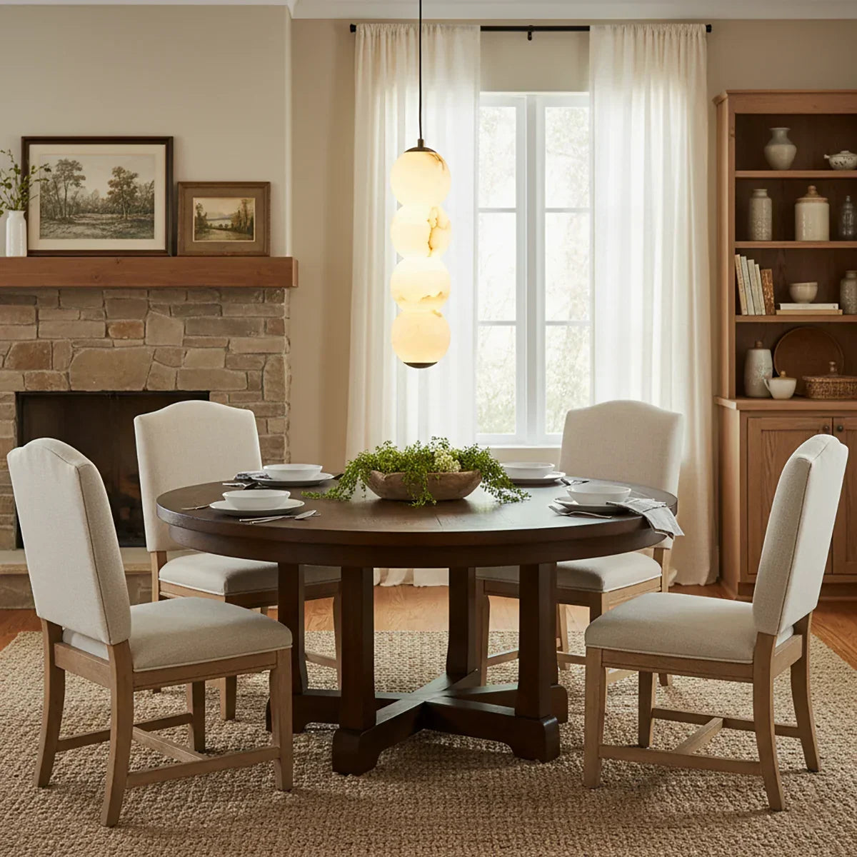 Pearl Alabaster Round Pendant Light