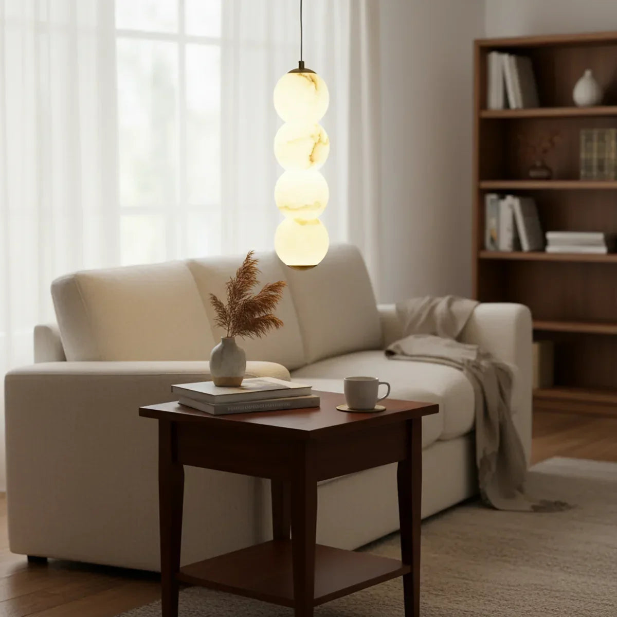 Pearl Alabaster Round Pendant Light