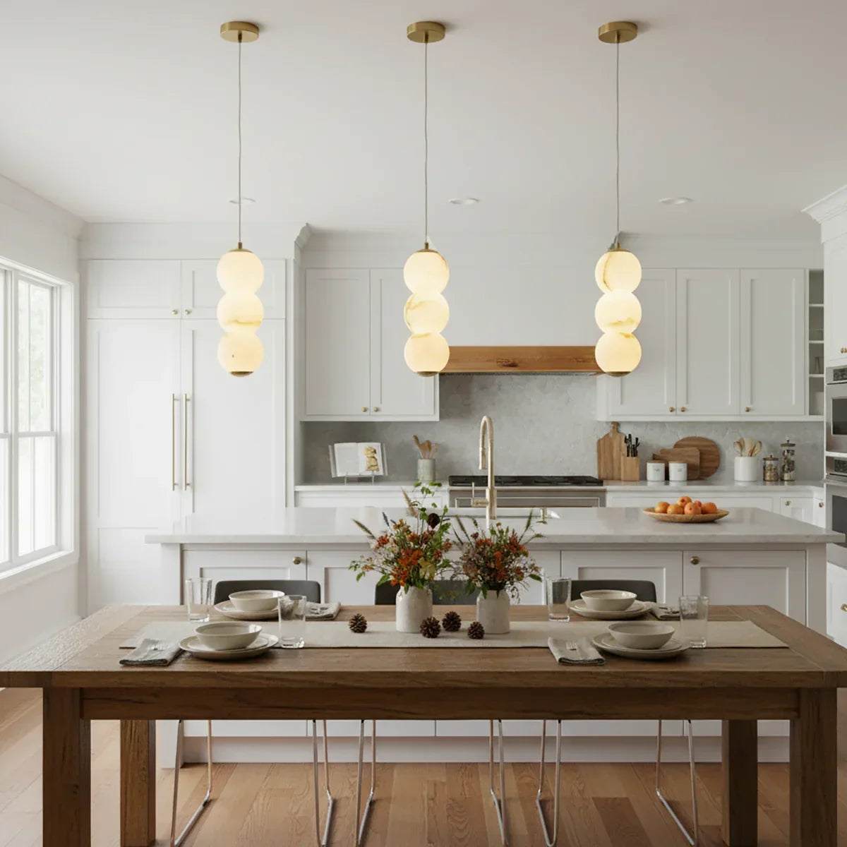 Pearl Alabaster Round Pendant Light