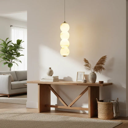 Pearl Alabaster Round Pendant Light
