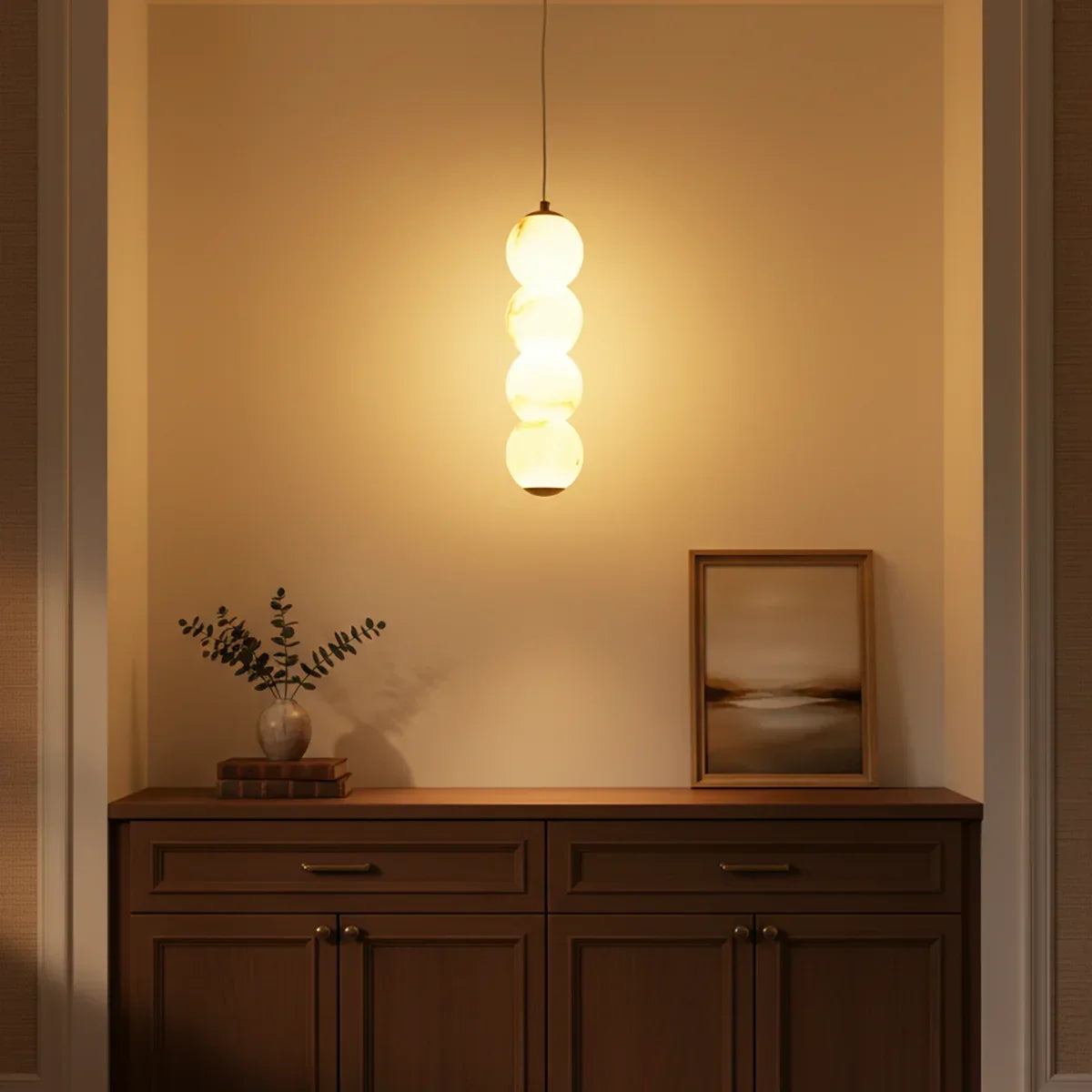 Pearl Alabaster Round Pendant Light