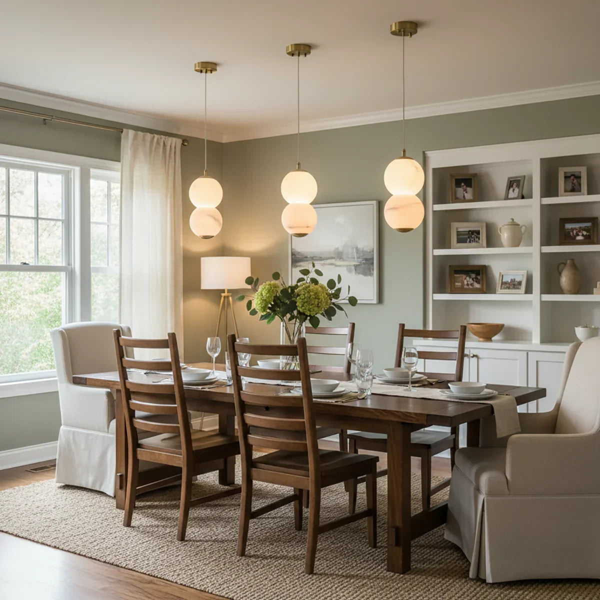 Pearl Alabaster Round Pendant Light