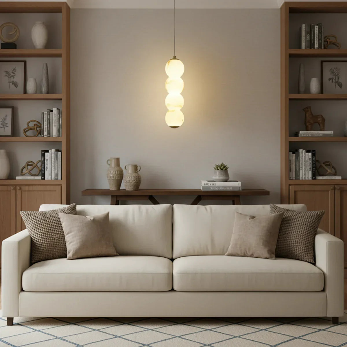 Pearl Alabaster Round Pendant Light
