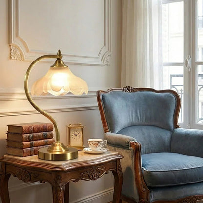 Petal Glow Brass & Glass Table Lamp