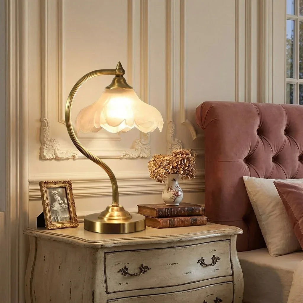 Petal Glow Brass & Glass Table Lamp