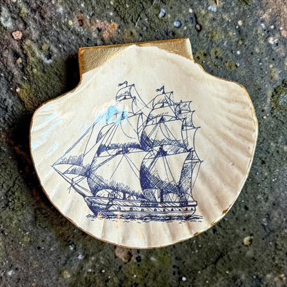 Blue & White Sea Life Shell Trinket Dish