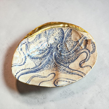 Blue & White Sea Life Shell Trinket Dish
