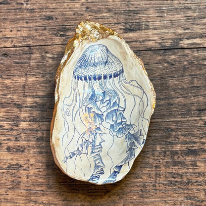 Blue & White Sea Life Shell Trinket Dish
