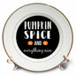 3dRose Stamp City - typography - Pumpkin spice and everything nice with two pumpkins. White on black. - Plates (cp_322414)