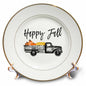 3dRose Stamp City - Typography - Happy Fall with Old Truck, Pumpkins, and hay Clipart. White backgound. - Plates (cp_324878)