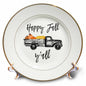 3dRose Stamp City - typography - Happy Fall Yall Old truck, pumpkins, and hay clipart. White backgound. - Plates (cp_324880)