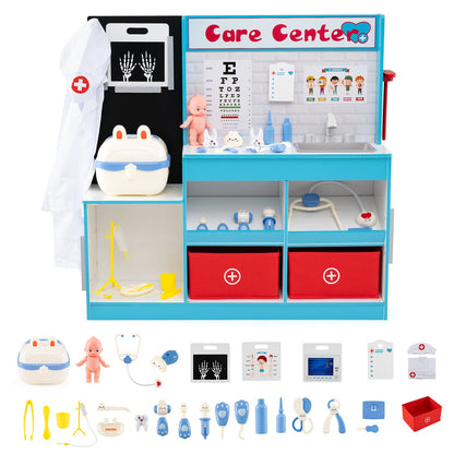 Play Doctor's Office Wood Medical Center Toy Set with Examine Region