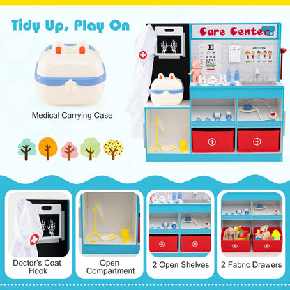Play Doctor's Office Wood Medical Center Toy Set with Examine Region