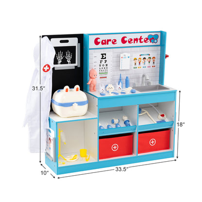 Play Doctor's Office Wood Medical Center Toy Set with Examine Region