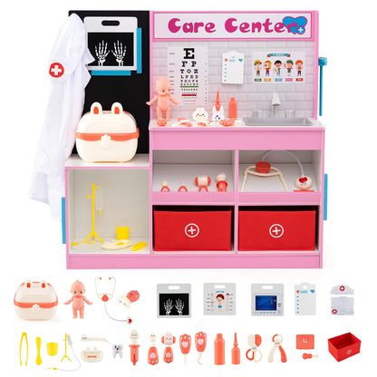 Play Doctor's Office Wood Medical Center Toy Set with Examine Region