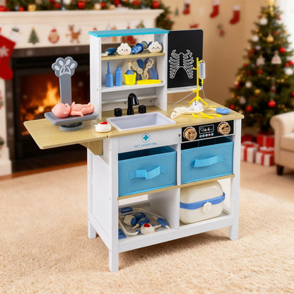 Play Doctor's Office Wood Medical Center Toy Set with Blackboard
