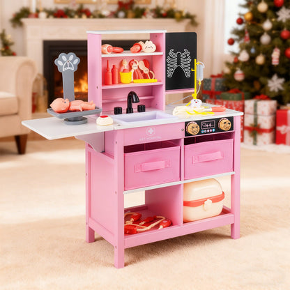 Play Doctor's Office Wood Medical Center Toy Set with Blackboard