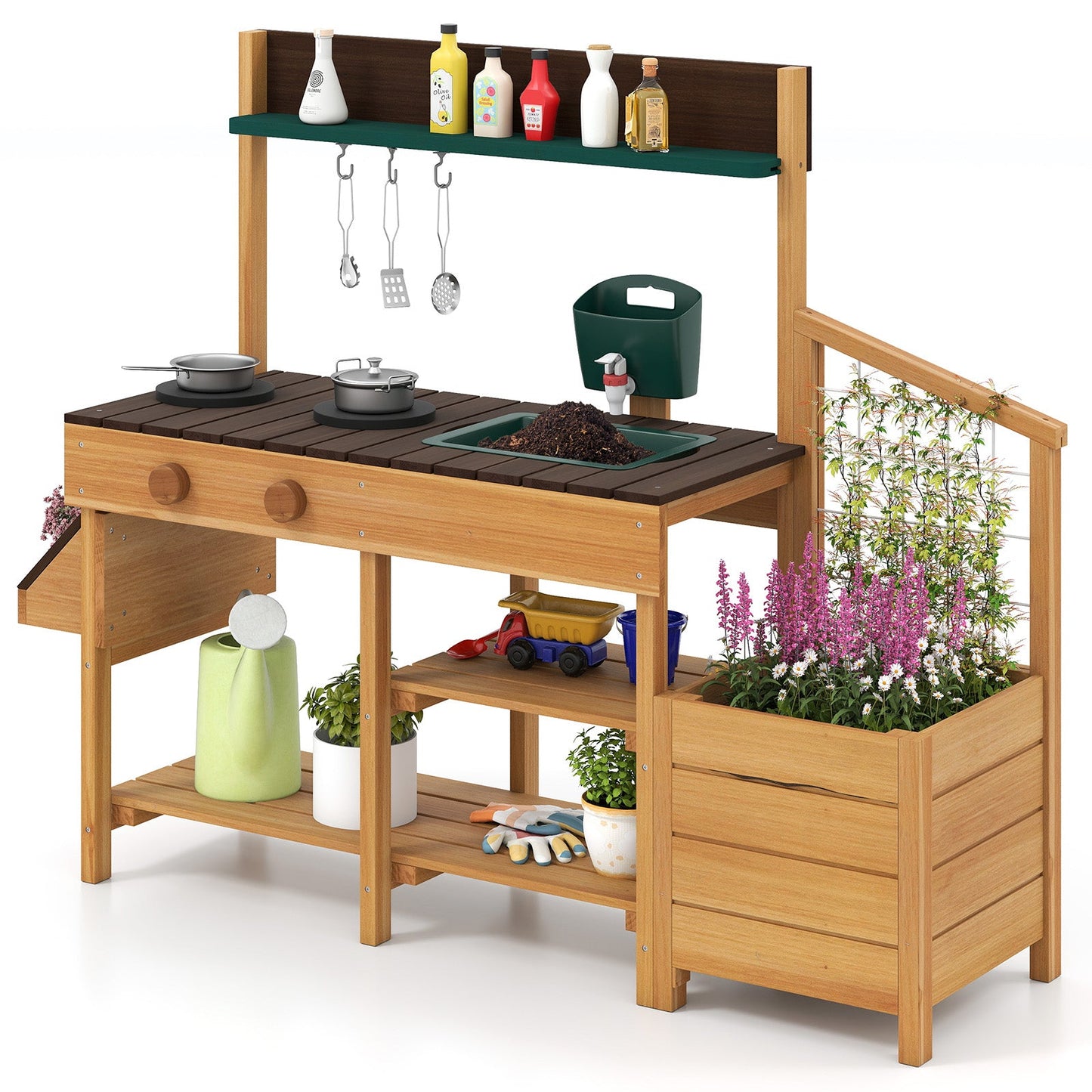 Play Kitchen for Kids Wooden Toy Kitchen Playset Pretend Mud Kitchen