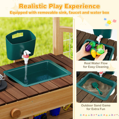 Play Kitchen for Kids Wooden Toy Kitchen Playset Pretend Mud Kitchen