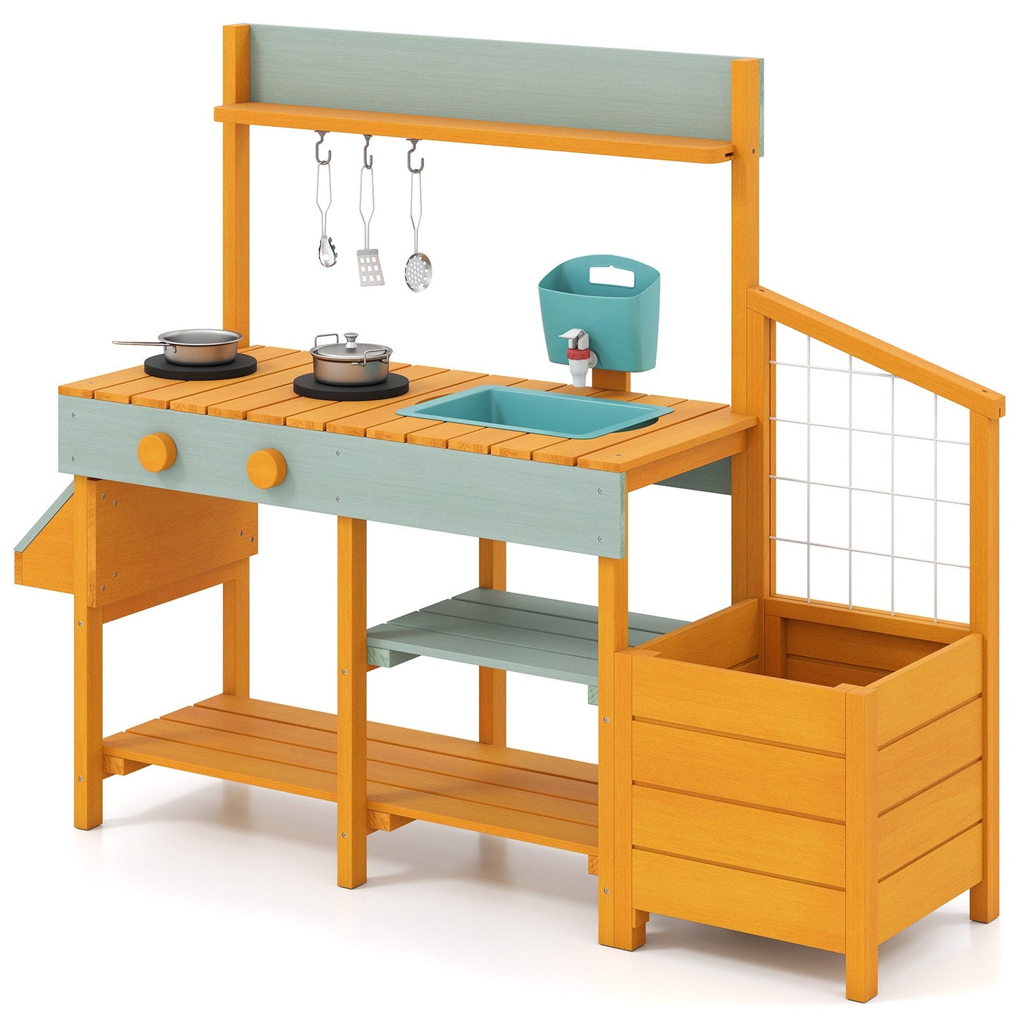 Play Kitchen for Kids Wooden Toy Kitchen Playset Pretend Mud Kitchen