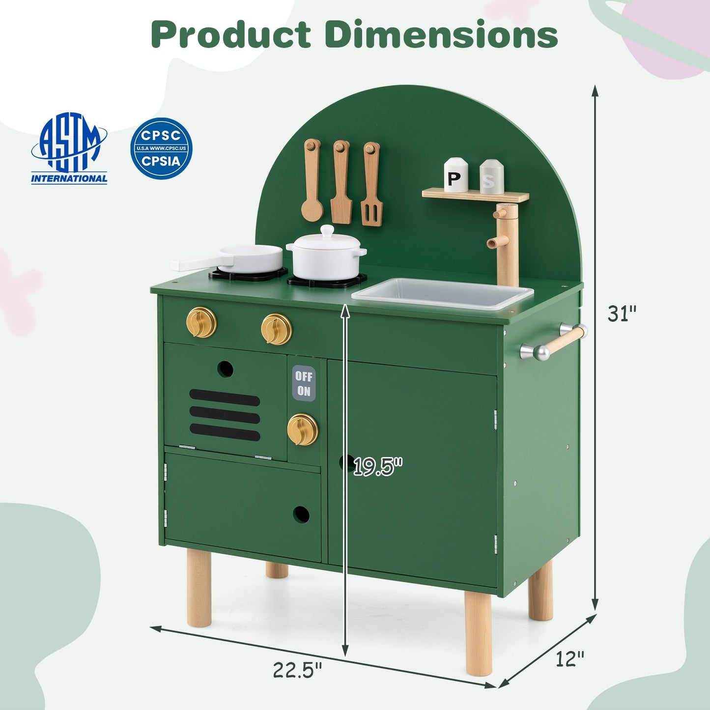 Play Kitchen for Kids Wooden Kitchen Playset with Stoves Faucet Sink Microwave and Oven