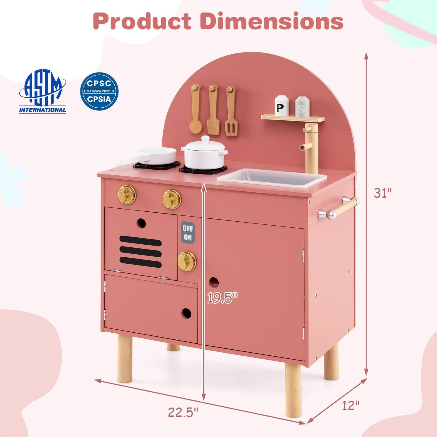Play Kitchen for Kids Wooden Kitchen Playset with Stoves Faucet Sink Microwave and Oven