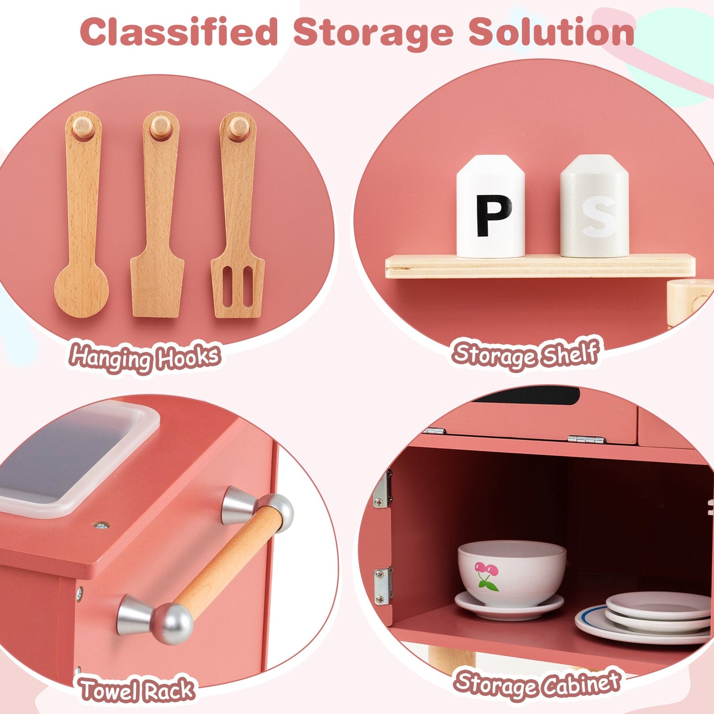 Play Kitchen for Kids Wooden Kitchen Playset with Stoves Faucet Sink Microwave and Oven