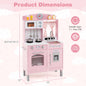 Play Kitchen for Kids Wooden Chef Pretend Playset with 3 Adjustable Heights Microwave