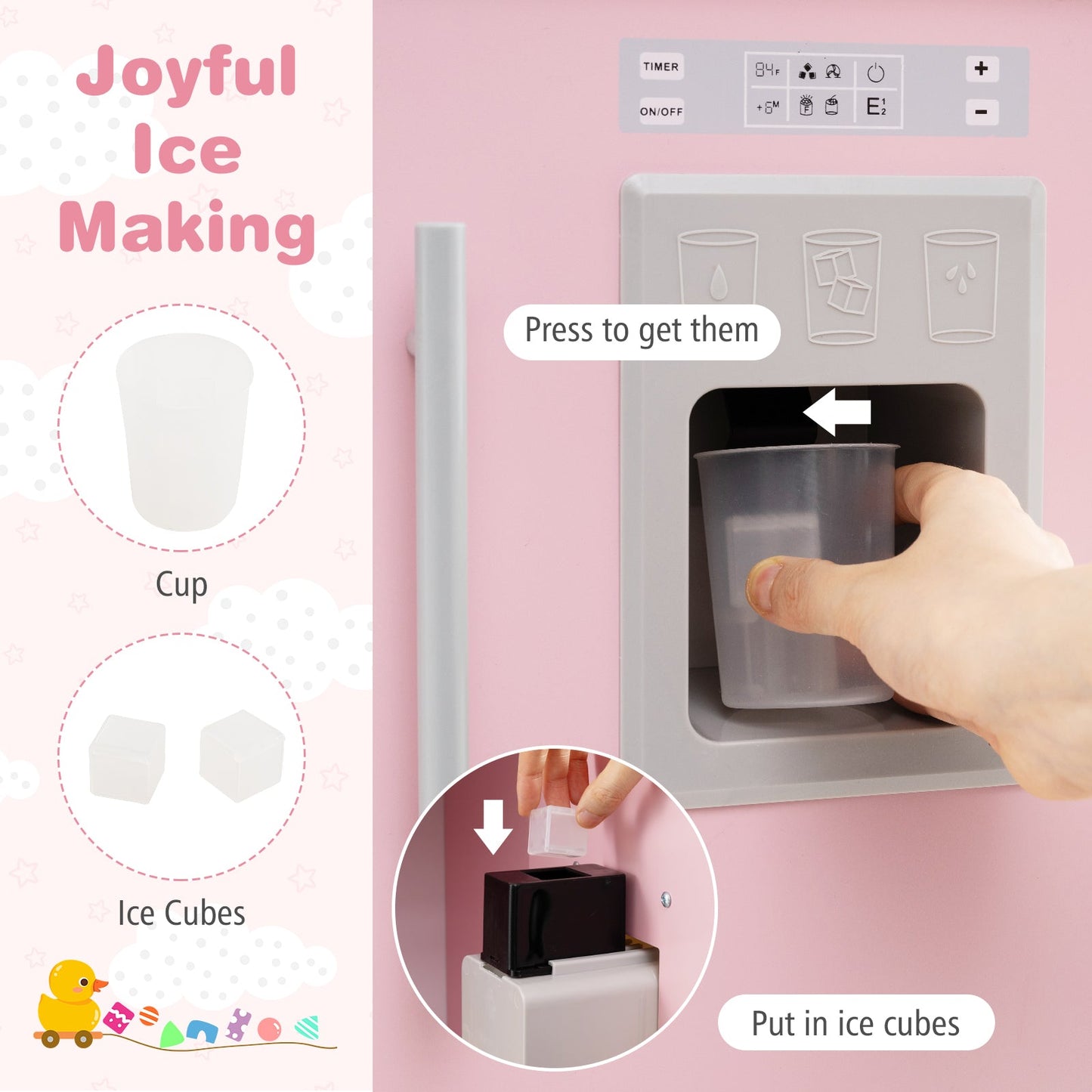 Play Kitchen for Kids Wooden Chef Pretend Playset with 3 Adjustable Heights Microwave