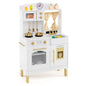 Play Kitchen for Kids Wooden Chef Pretend Playset with 3 Adjustable Heights Microwave