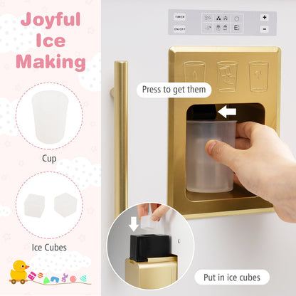 Play Kitchen for Kids Wooden Chef Pretend Playset with 3 Adjustable Heights Microwave