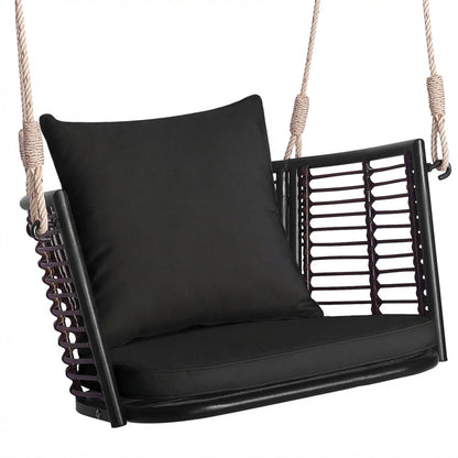 Hanging Rattan Porch Swing Chair with Cushions