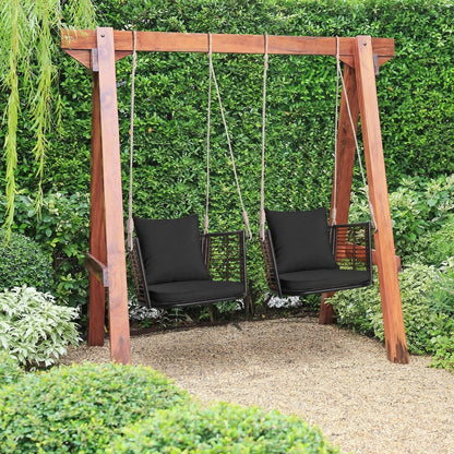 Hanging Rattan Porch Swing Chair with Cushions