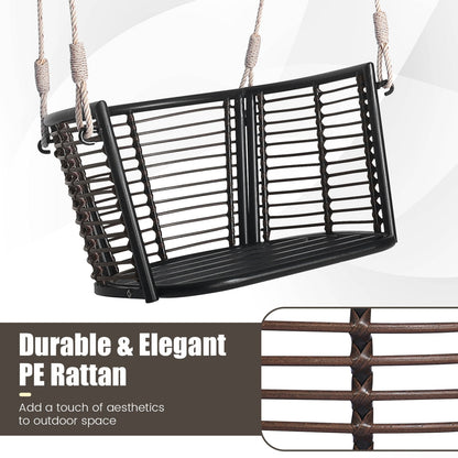 Hanging Rattan Porch Swing Chair with Cushions